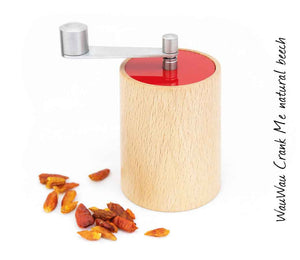 Chili Pepper Grinder: Crank me - natural beech (Top: red) - wauwaustore