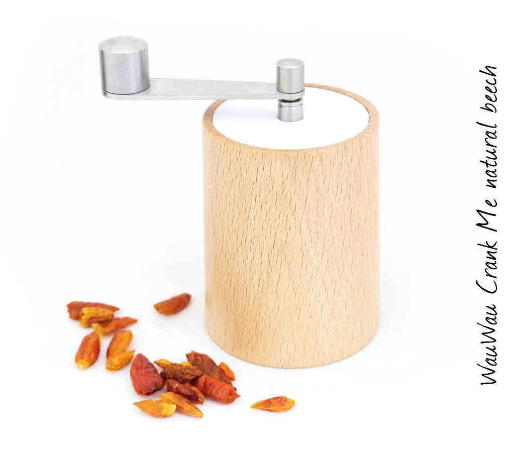 Chili Pepper Grinder: Crank me - natural beech (Top: white) - wauwaustore