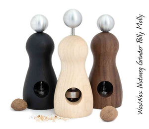Nutmeg Grinder: Polly Molly - beechwood stained black - wauwaustore