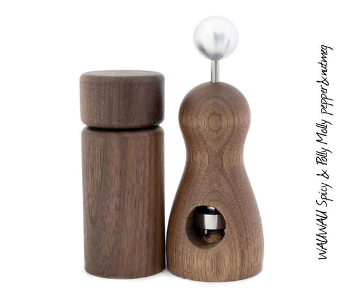 Grinder Set: Spicy&Polly Molly - natural walnutwood - wauwaustore